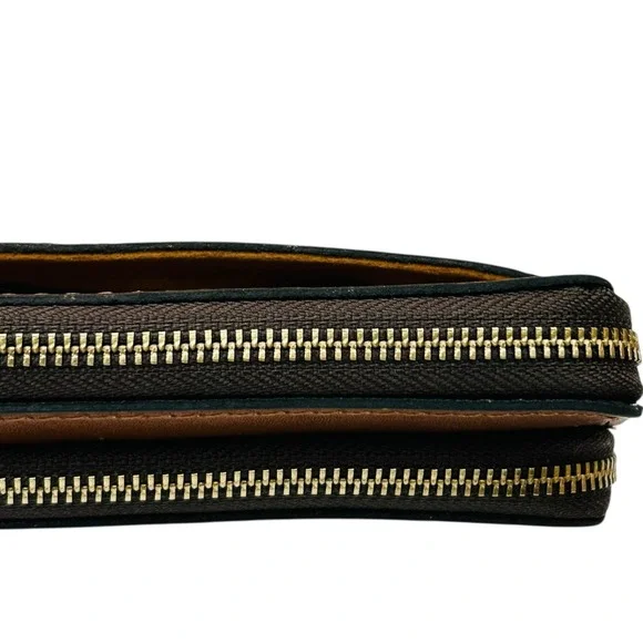 Patricia Nash Varone Fullgrain Leather Wristlet Signature Map Print Brown Clutch - Picture 8 of 15